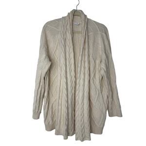 J.Jill Cream Cable Knit Open Front Cardigan XL – Aran Fisherman Cozy Knit